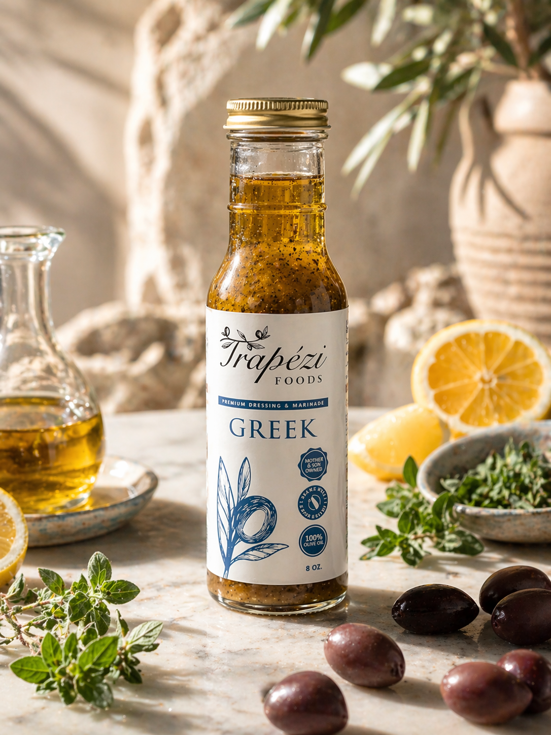 olive oil for greek salad dressing (Strompolos) 12oz Greek Salad Dressing (oil-free) -